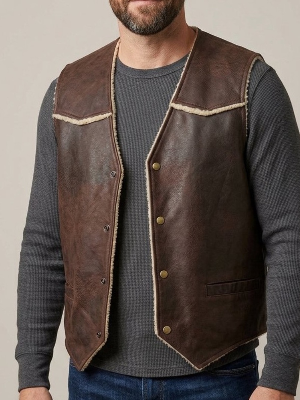 Vintage 70s Men's Genuine Leather Vest by Fieldmaster
